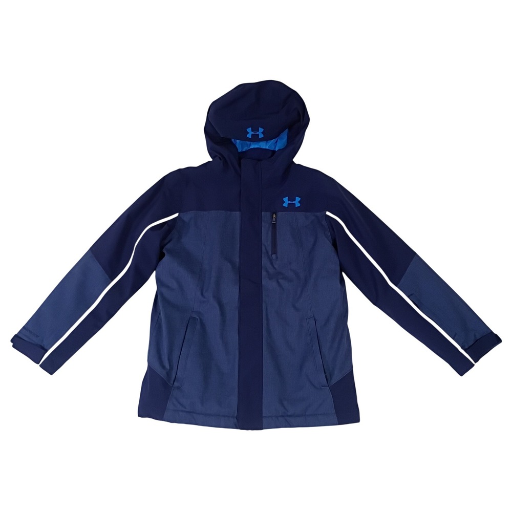 Under Armour ColdGear Stormproof Hooded Jacket Navy Blue Youth Large YLG 2018